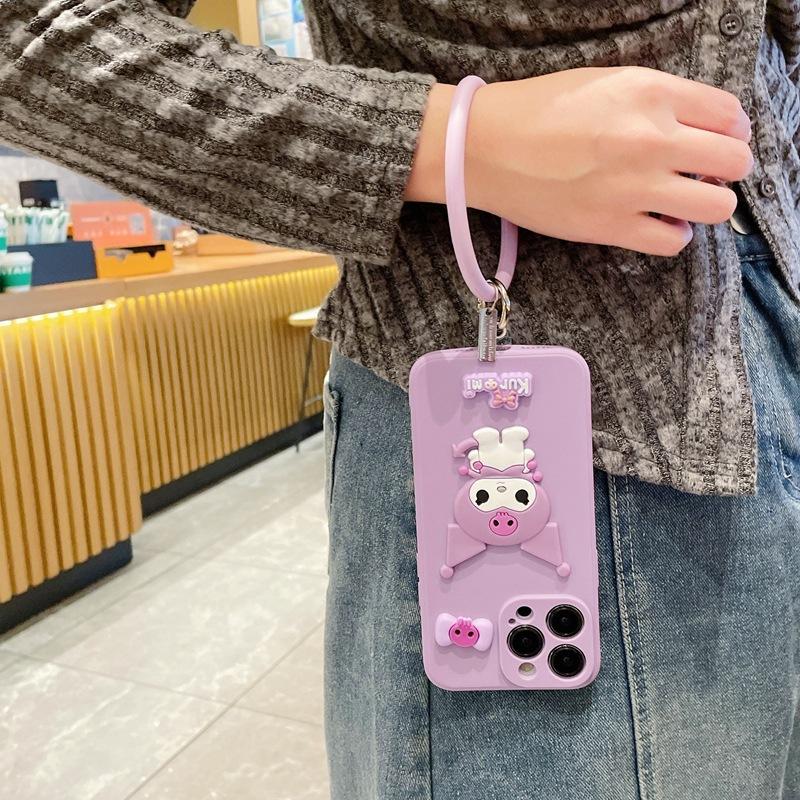 3D cartoon for Samsung S25 mobile phone case A27 little witch Kulomie xcover5 ring hand rope soft