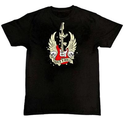 Erkek ve Kadın Tişörtleri Gitar Kanatlar rock n roll grup müzik kahramanı tur Grafikli Tişört S M L XL 2 3 4 XL