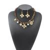 N11811 Bohemian Acrylic Beaded Necklace Metal Flower Pendant Earrings Jewelry Set Women