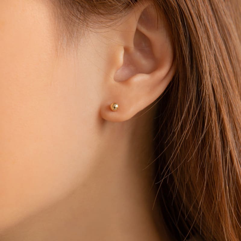 LUNNE 14k Basic Kugelohrringe (14 Karat Gold) #ES02