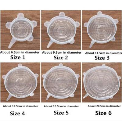 6PCS/SET Reusable Silicone Food Wrap Covers Fruit Keeping Fresh Stretch Lids