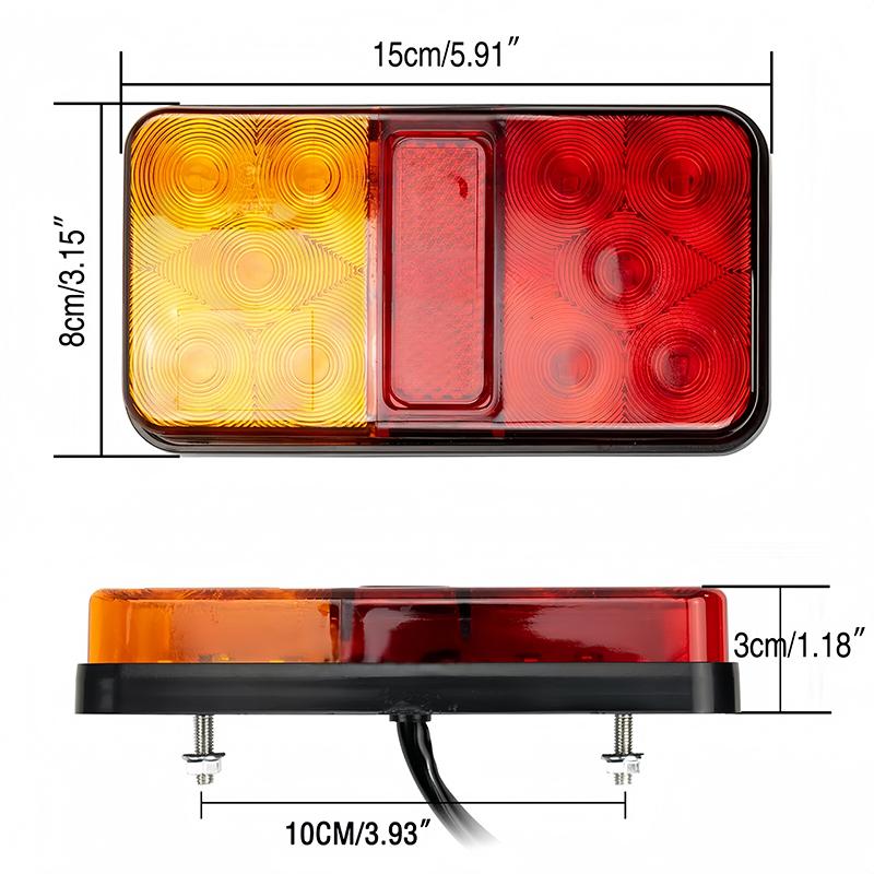 2pcs 12-24V 10LED Rear Tail Light Brake Stop Indicator Lamp For Trailer Truck Van Caravan