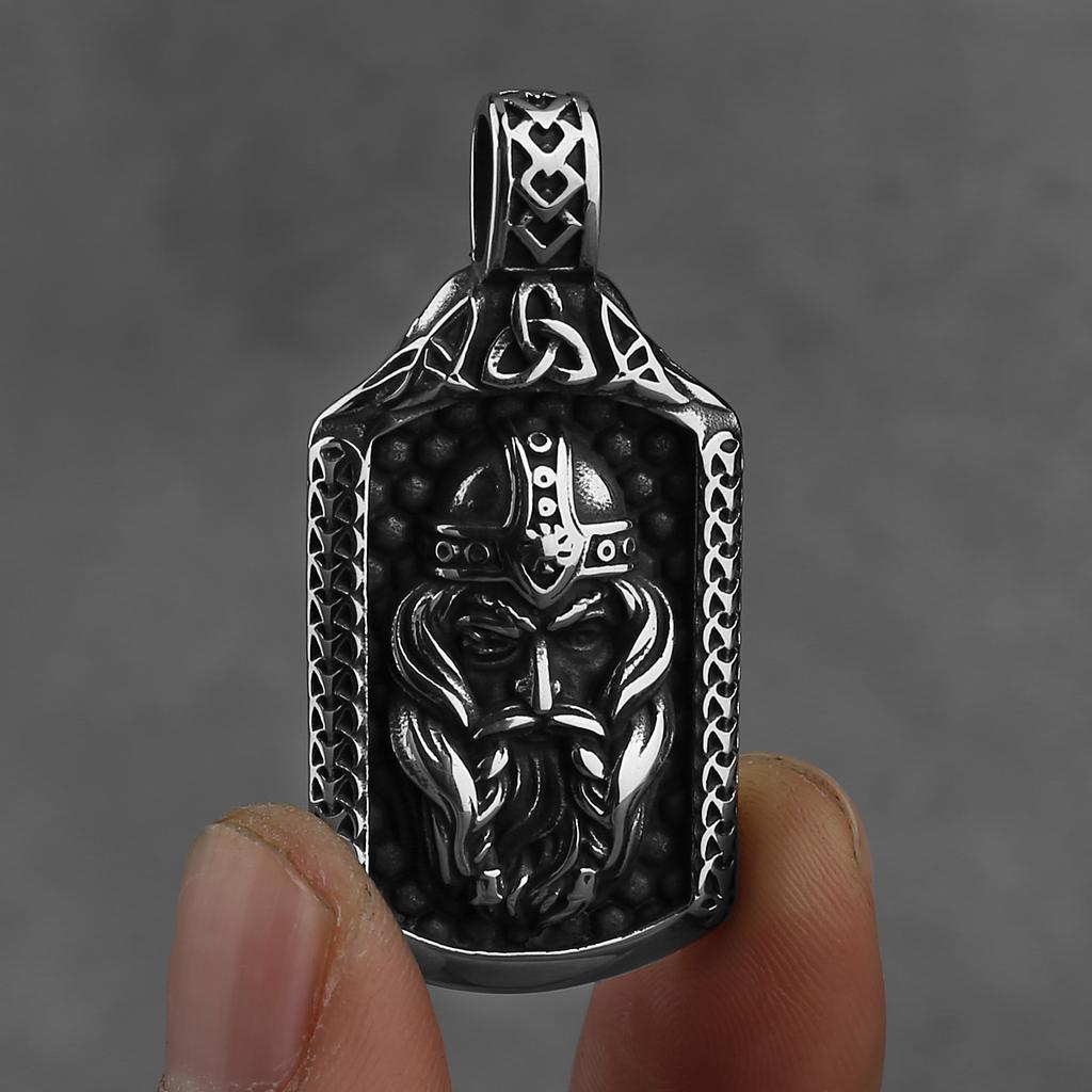 Nordic Mythology Viking Odin Pendant Men's Retro Fashion Amulet Hip Hop Street Men Motorcycle Stainless Steel Pendant Necklace