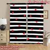 2D flat printing 2pcs Curtain Scene Curtain Valentine's Day Hearts Stripes Digital Printed Polyester Drapes Holiday Decorations