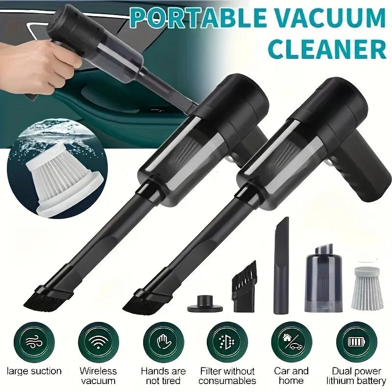 

1pc Cordless Handheld Vacuum Cleaner,Portable Blow and Suction with Side Brushes, Anti-Tangling Hair,Low Noise 40dB,3KPa Suction US