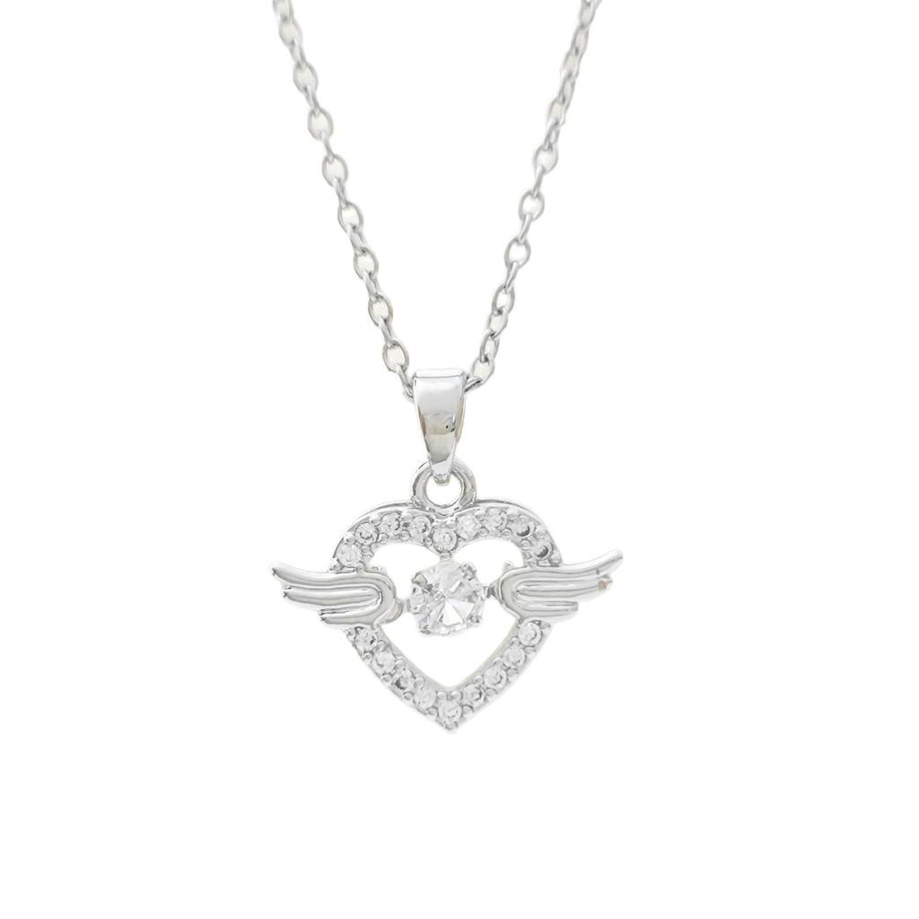 Influencer Style Angel Wings Heart Necklace: Exquisite Zirconium & Titanium Clavicle Chain Pendant for Women
