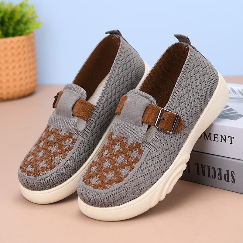 

New fashion women s flying woven medium and old single shoes casual shoes one pedal low top 41