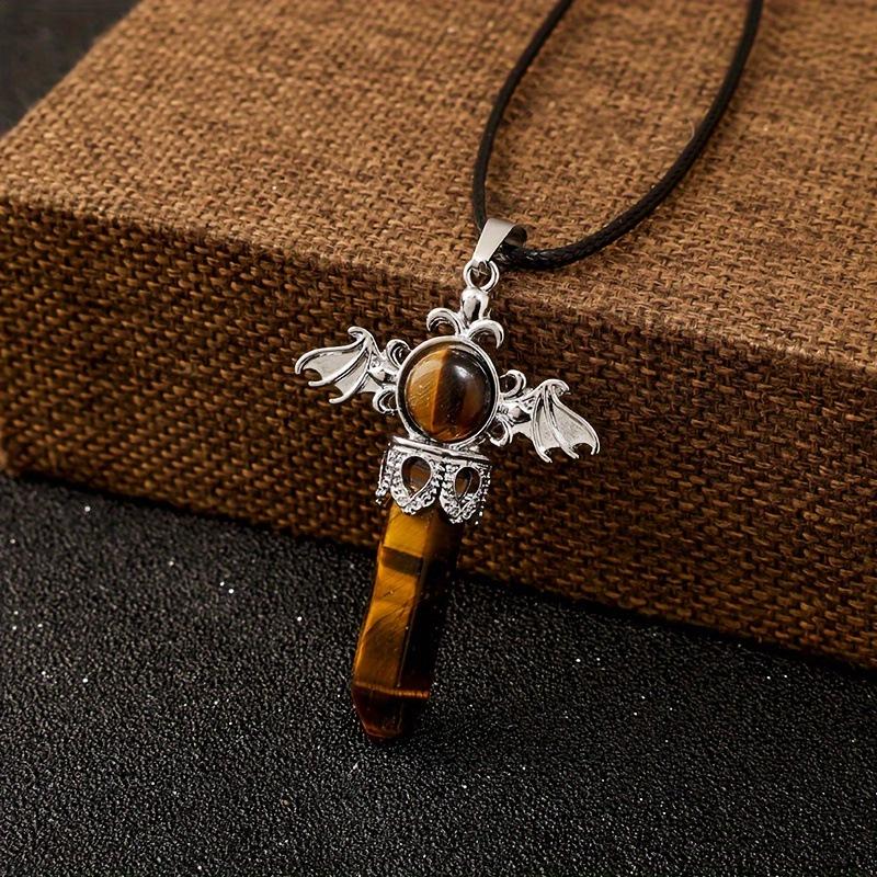 European & American Amethyst Rose Quartz Angel Wings Hexagonal Pendant Jewelry