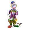 Windup Tinplate Clown Drummer Model Figurine Statue Toy for Kids and Adult Charm Retro Home Antique Desk Ornament