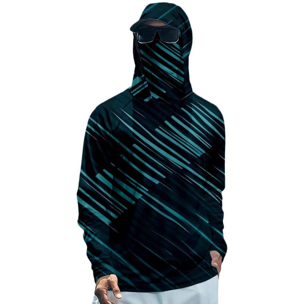 Herren Langarm Sonnen-Hoodie Schnelltrocknendes Angelshirt zum Laufen und Workout