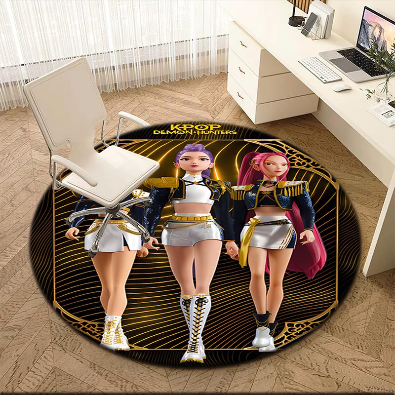 1pc K-Pop Supernatural Theme Round Carpet Painted Printed Circular Carpet, Home Door Mat, Outdoor Travel Protection Carpet