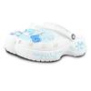 Crocs Classic Platform Clog ZR Zhiran Blue Flower Sea Bow Cute Hole Shoes for Men and Women in White and Blue