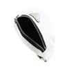 Prada Enamel metal triangle logo zipper closure fabric wrist bag mini women's white