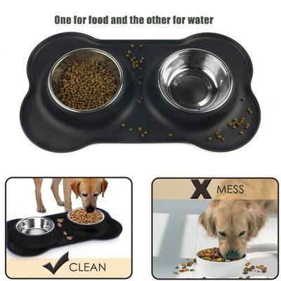 Cuenco para perros y gatos de acero inoxidable, cuenco para beber para mascotas, accesorio para colocar la comida, vajilla antidesbordamiento