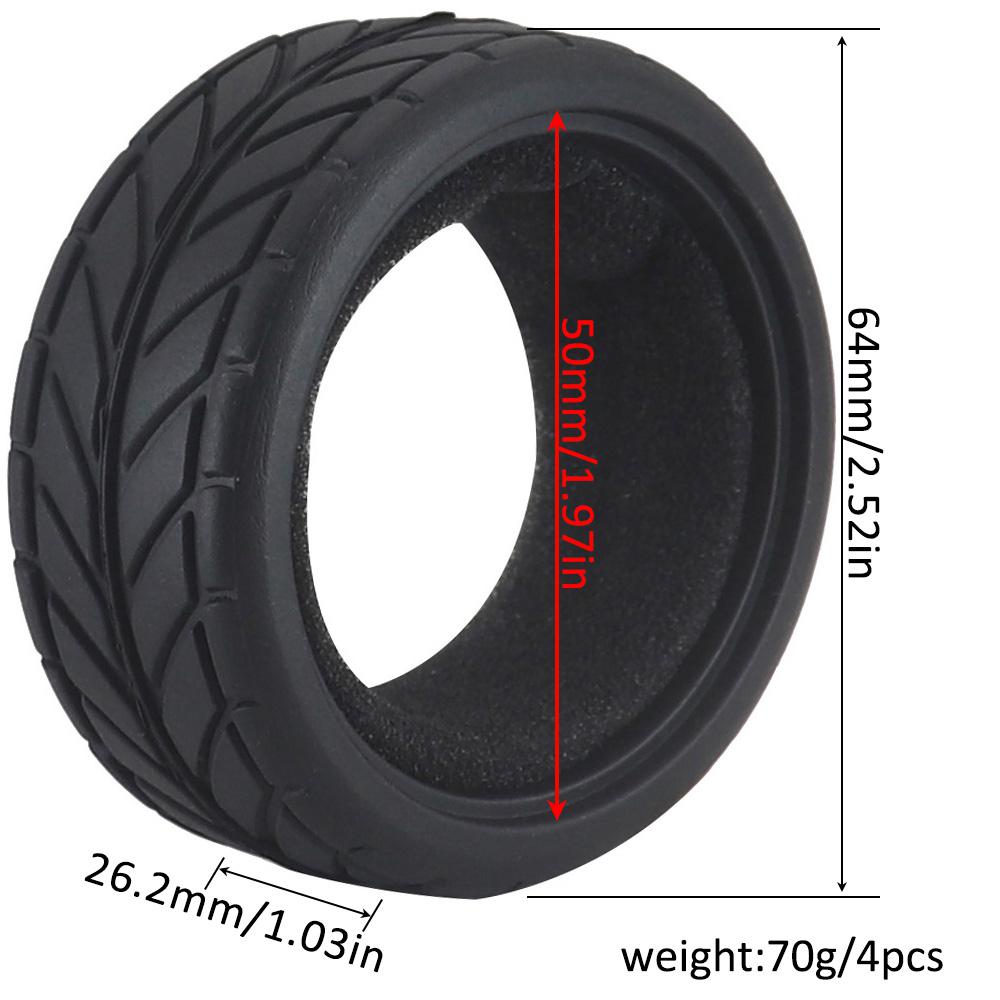 1:10 On-road Car Tires 63-68mm High Grip Rubber Tyre Hot Melt Tire Hsp 94123 Hpi Himoto Fw06 Tt01 Abrasion Resistant Racing Car