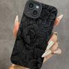 Matte Black Line Flower Sketch Protective Case for Apple 11/15 Pro Max/13