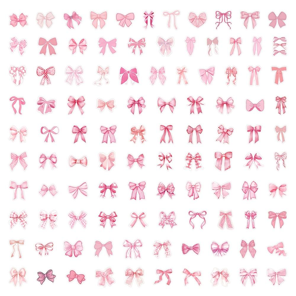 103pcs Pink Bow Doodle Stickers, Cute Cartoon Aesthetic Vinyl Stickers for Water Bottles, Laptops, Phones, Skateboards