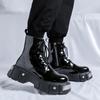 Men Leather Boots Outdoor Thick Soled Wearable  Anti Slip Casual Hiking Fashion Street Motorized Boots Thick Bottom Ankle Boots