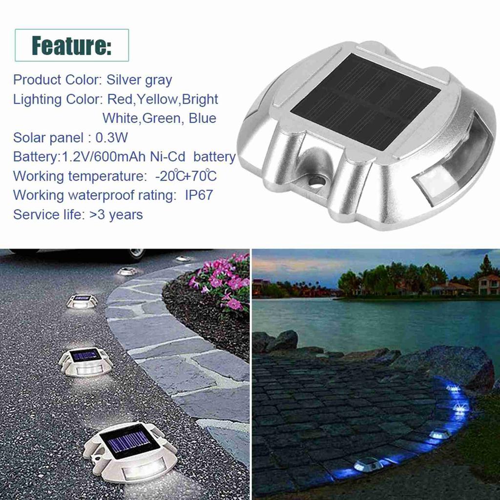 LED Outdoor Lamp Road Lamp Casting Aluminum Solar Power Water Resistant 6 LED Lamp Wireless Outdoor Road Driveway Pathway Light