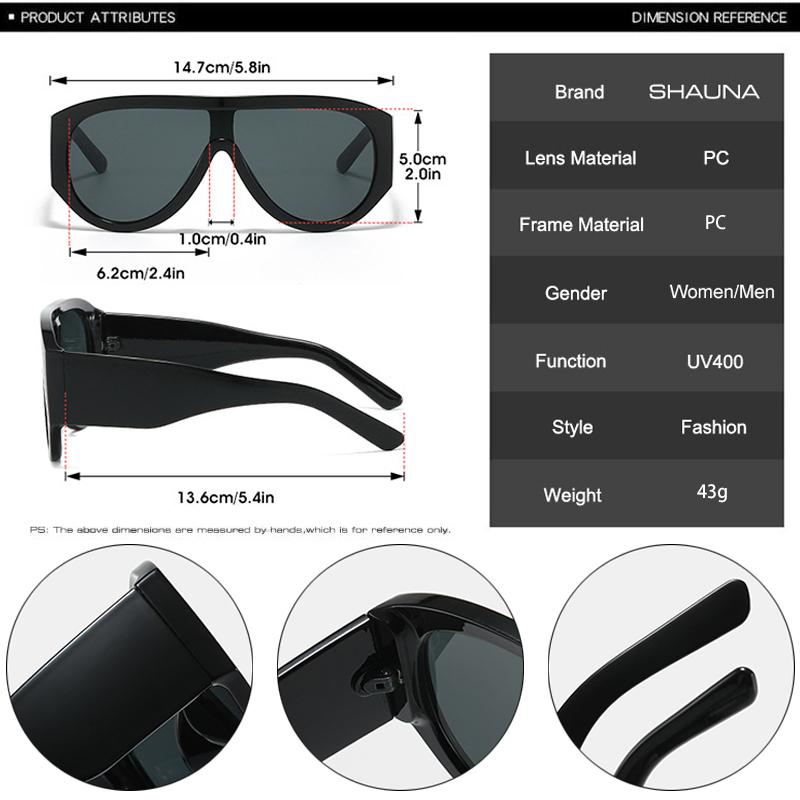 SHAUNA Gafas de Sol de Piloto Oversize de Moda para Mujer Retro de Una Sola Pieza Tonos Rojos Verdes UV400 para Hombre Gafas de Sol Degradadas