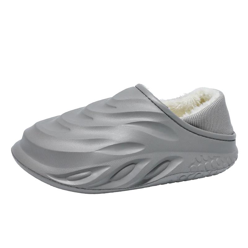 Mens Couple Slippers Winter Plush Warm Outdoor Home Bag Heel Soft Bottom Comfort Men's Cotton Slippers Waterproof Bread Shoes