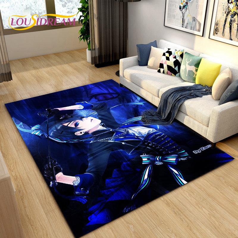 Black Butler Anime Cartoon Area Rug,Carpet Rug for Living Room Bedroom Sofa Doormat Decoration, Kids Play Non-slip Floor Mat