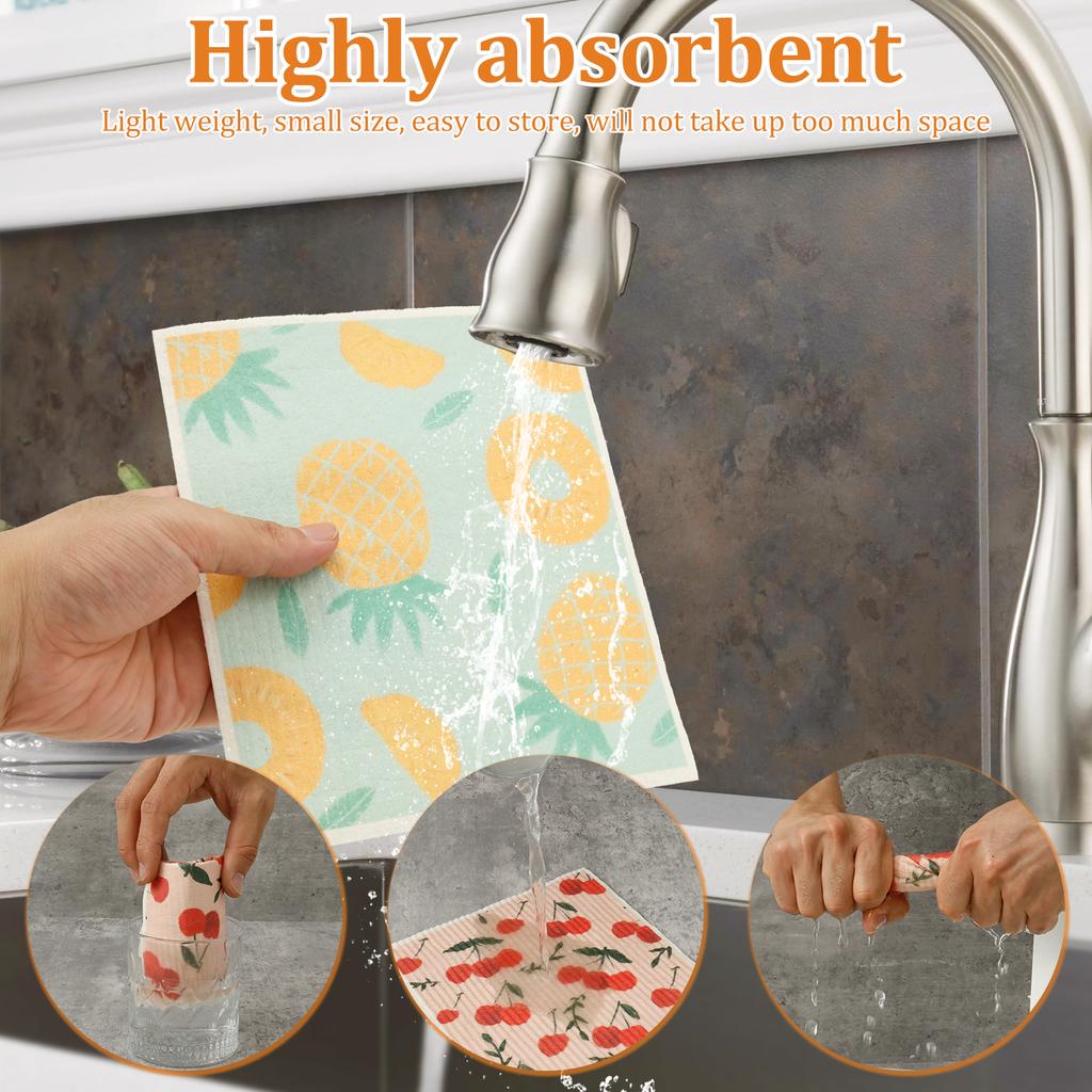 10Pcs Swedish Dishcloths Highly Absorbent Kitchen Dish Towel Lazy Dishwashing Sponge Cloth No Odor Kitchen Cleaning Supply Wipes