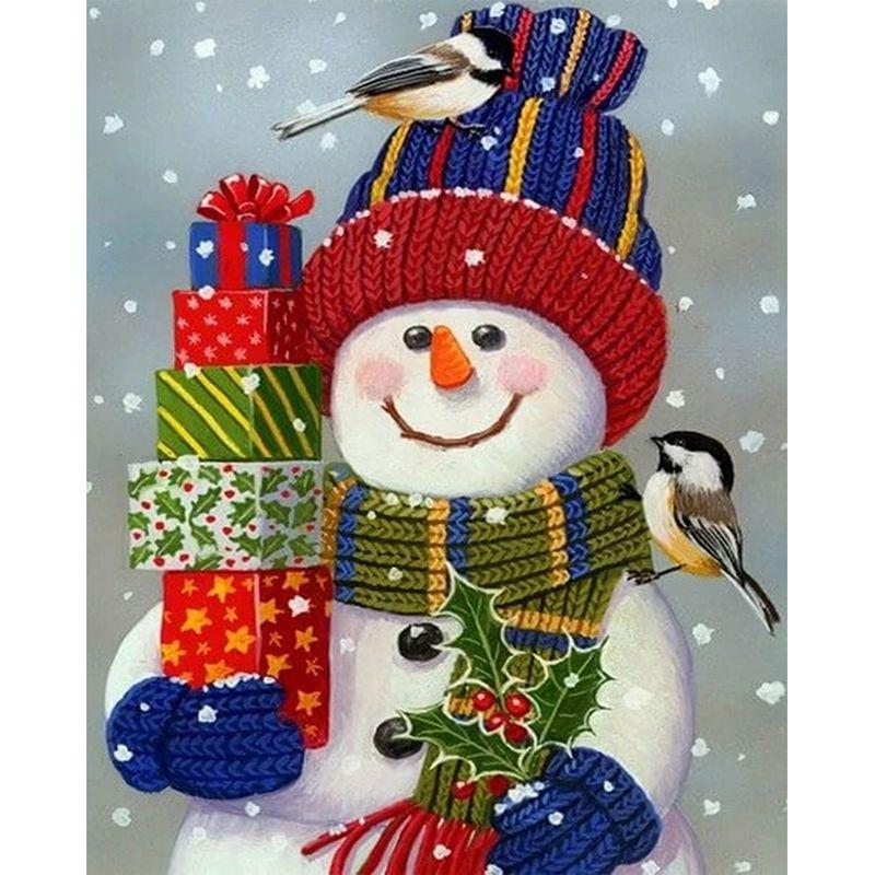 Full Round Drill Diamond Painting 5D Snowman Diamond Embroidery Winter Landscape Cross Stitch Home Decoration