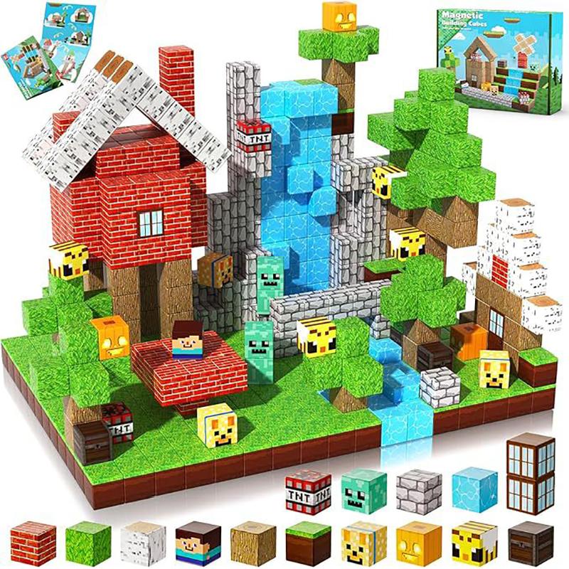 New Magnetic Building Blocks Mine World Magnet Cube Set for Boy Girl Kid Age 3+ DIY Model Children Stem STEM Sensory Toy Gift