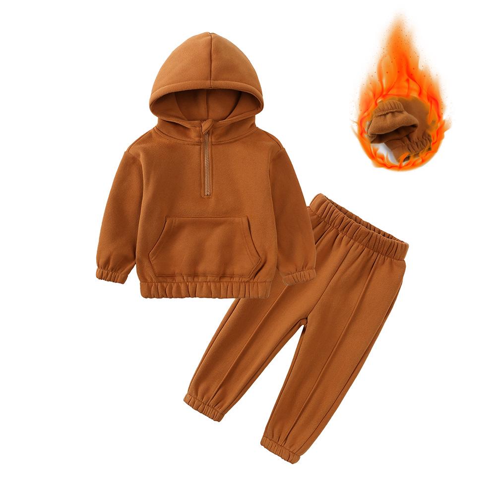 2025 Kids' Autumn/Winter Sweatshirt Set: Casual Hooded Two-Piece for Boys and Girls