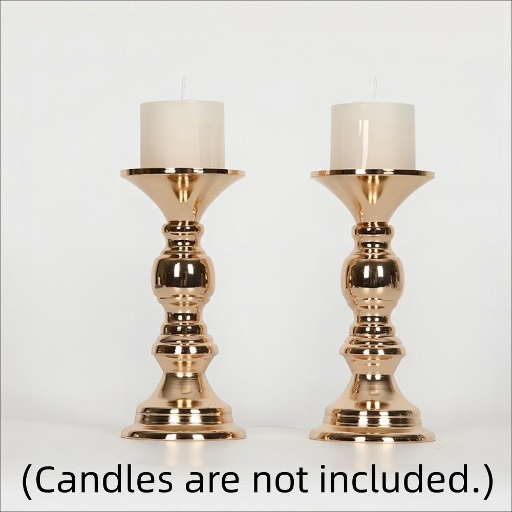 1/2Pcs Pillar Tabletop Candle Holders Vintage Elegant Metal Candlestick Holder Wedding Centerpieces Decoration