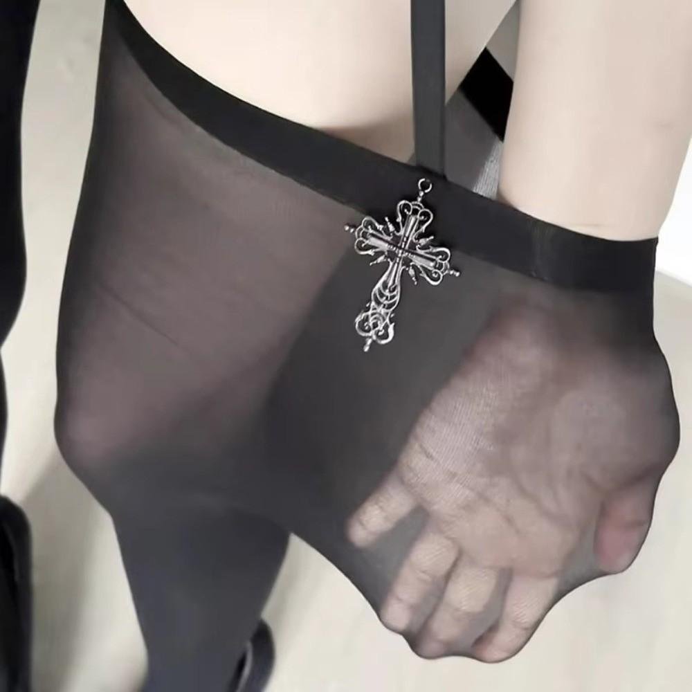 Persönlichkeit Dünne Gotische Kreuz Hosenträger Socken Lolita Y2K Überknie Strümpfe 3D Kreuz Oberschenkelhohe Socken Anime Cosplay