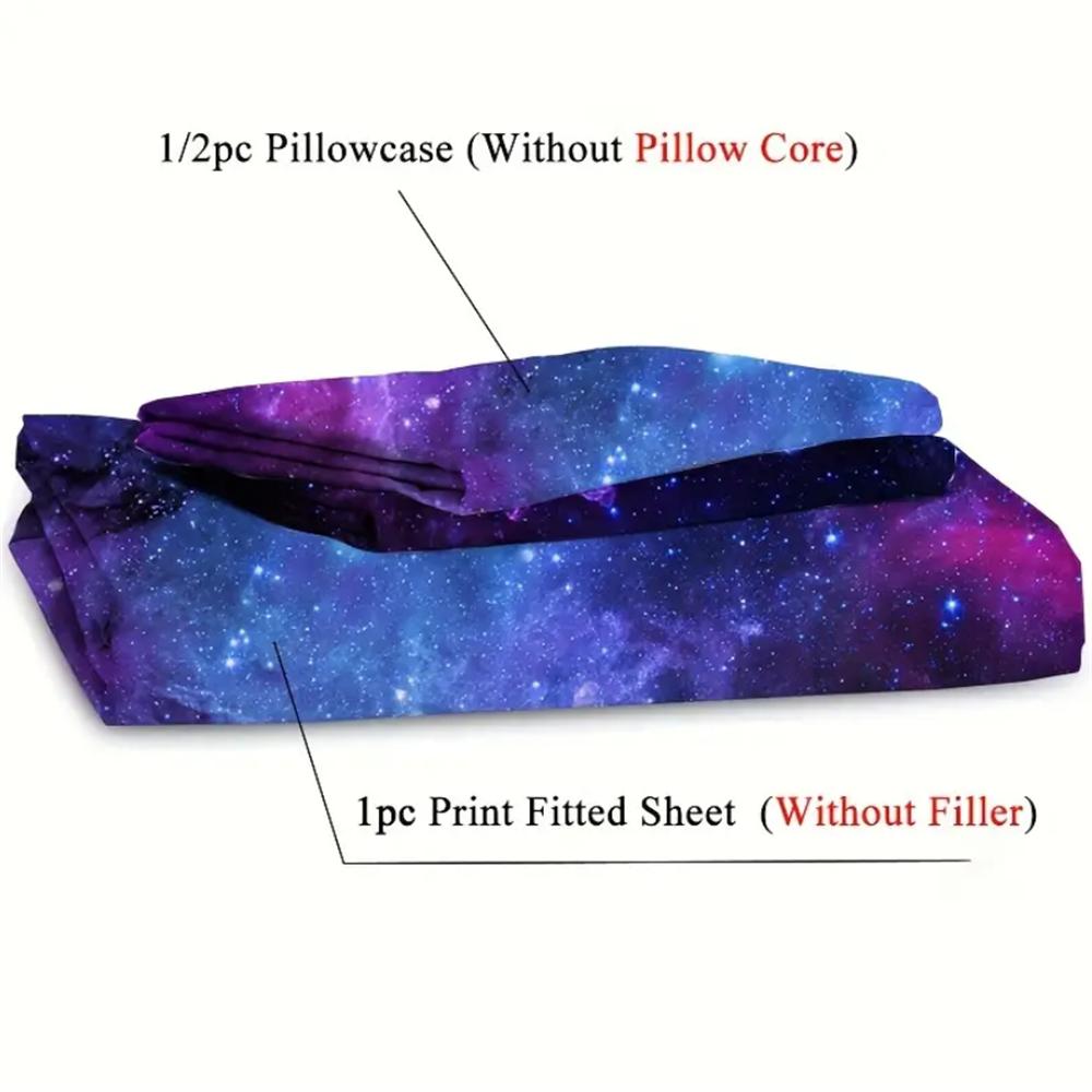 2/3 st Livfull Lila Galax Rymd Stjärna Flyg Nebulosa Dra-på-lakan Set - Mjukt, Andningsbart, Bekvämt, Djupficka Madrass