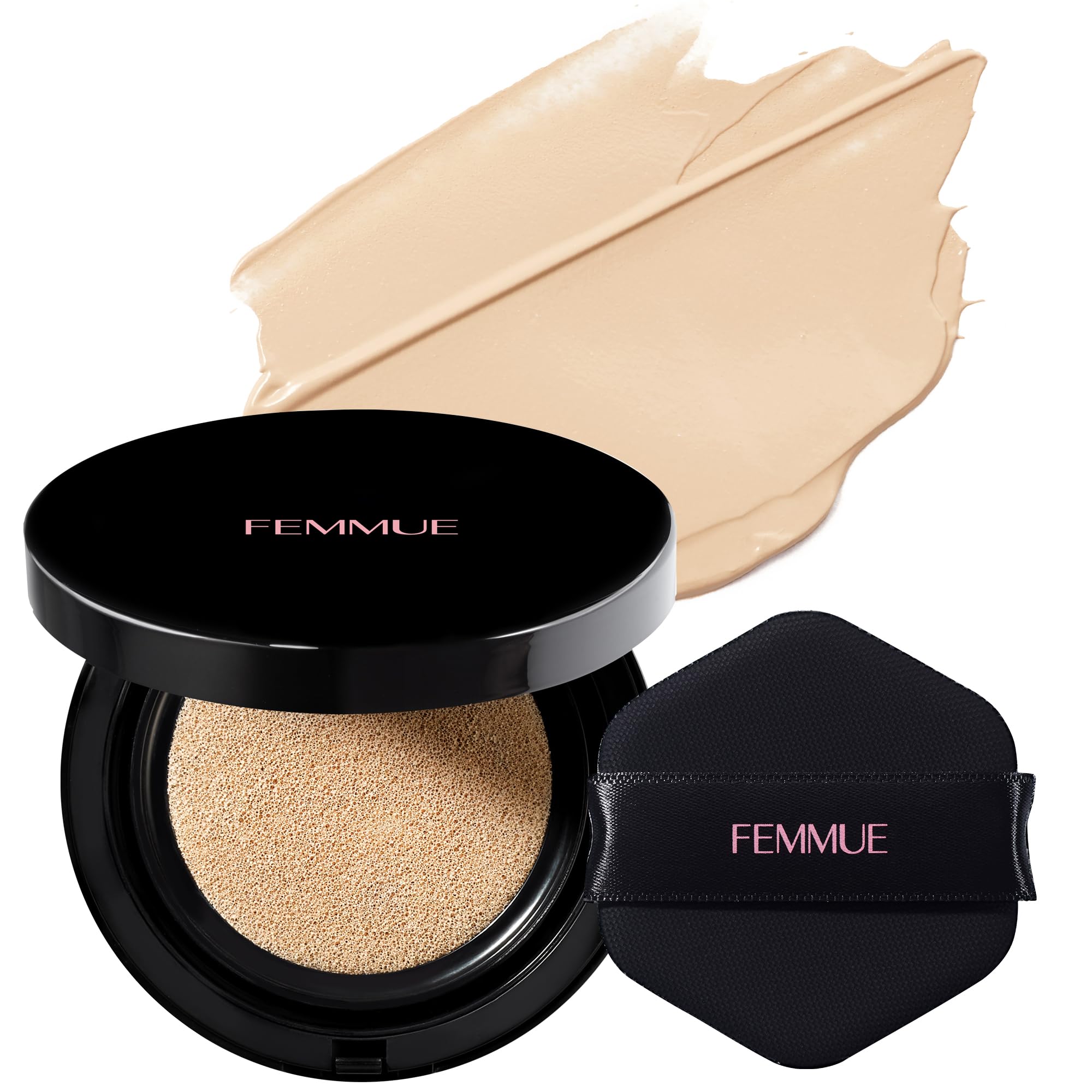 

FEMMUE Everglow Cushion SPF25 PA++ 15g [Live Beige Standard Color] Cushion Foundation with Case and Puff, Authentic Japanese Product