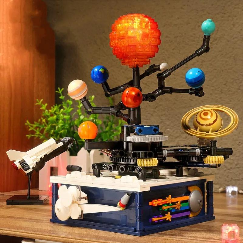 Rotating Universe Solar System Science Education Building Blocks Model Creative Technical MOC Assembly Bricks Gift for Kids