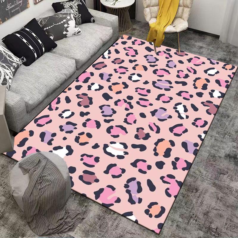 Dekorativer Teppich mit rosa Leopardenmuster für Schlafzimmer- oder Wohnzimmerdekoration Geeignet für den Einsatz als Anti-Rutsch-Matte für Wohnzimmer-Schlafzimmer-Sofas