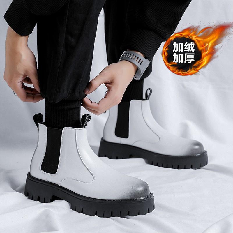 Thick-soled Martin boots winter new British style warm high-top leather shoes locomotive velvet boots leather boots