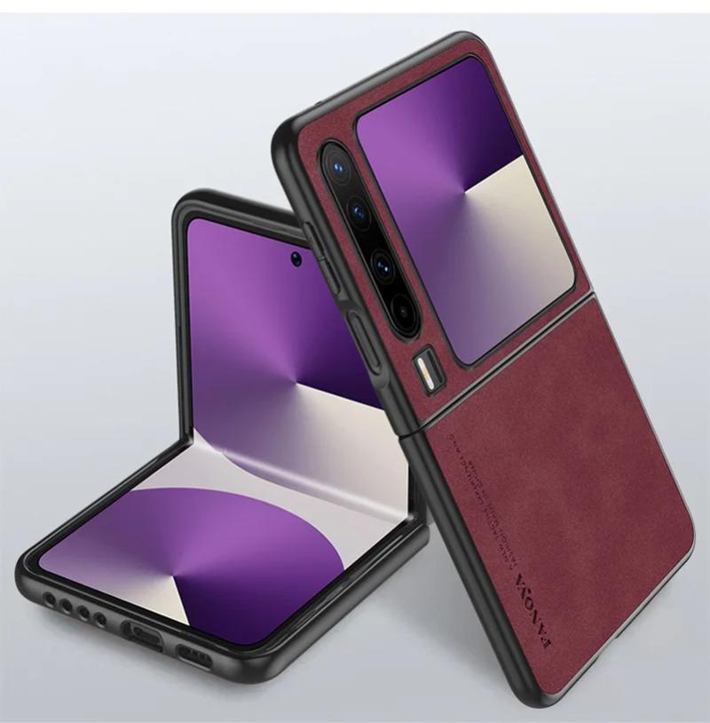 Pro Huawei Pura X Luxusní pouzdro z ovčí kůže na skládací telefon pro Huawei Pura X VDE-AL00 Ochranný nárazuvzdorný silikonový okrajový nárazník