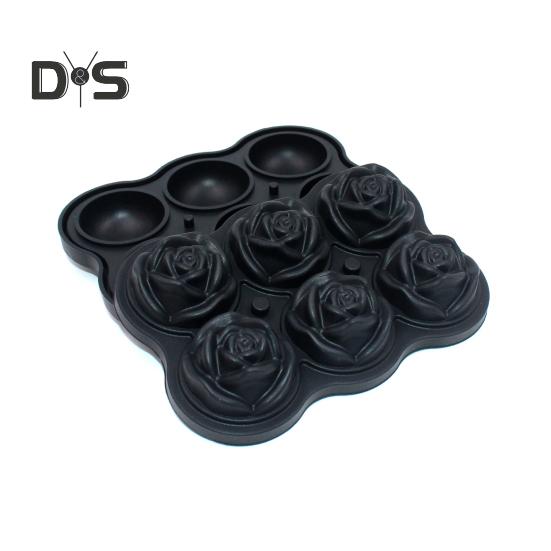 Stampo per cubetti di ghiaccio in silicone a forma di rosa Stampo per cubetti di ghiaccio anti-rovesciamento per cocktail