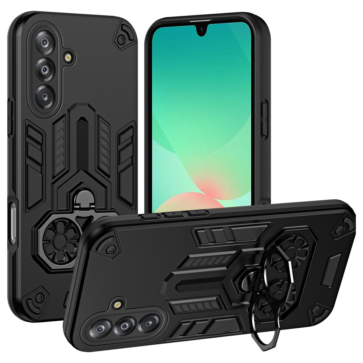 

For Samsung Galaxy A26 5G Case Ring Holder Kickstand PC + TPU Shockproof Phone Cover B