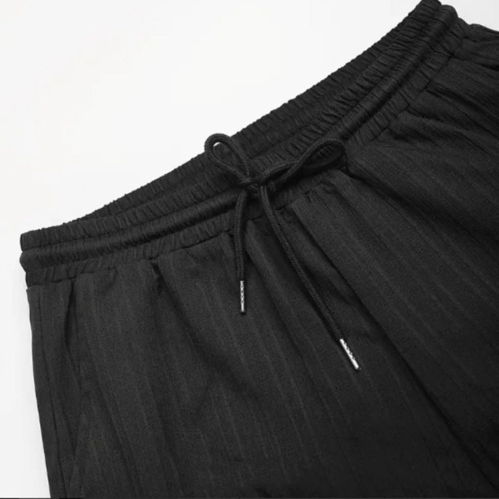 Yousheng 2 Buc/Set Ținută Casual pentru Bărbați Rever Mânecă Scurtă Cămașă la Un Rând Pantaloni Lungi cu Talie Elastică Set Ținută Culoare Solidă
