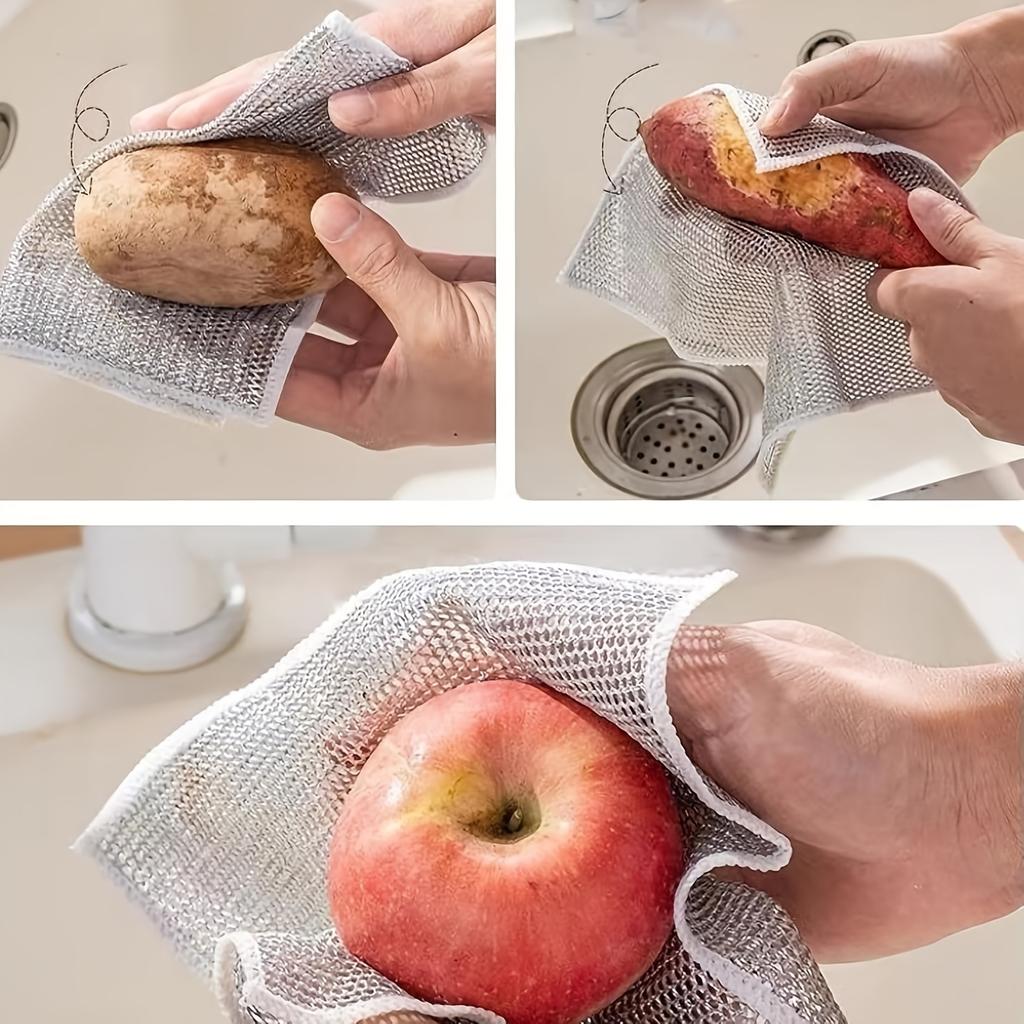 12pcs, Wire Dishwashing Cloth, Non-Stick Mesh Dish Cloth, Modern Cleaning Pads, Stove & Pot Scrubbing Wipes, Hood Sink Cleaner