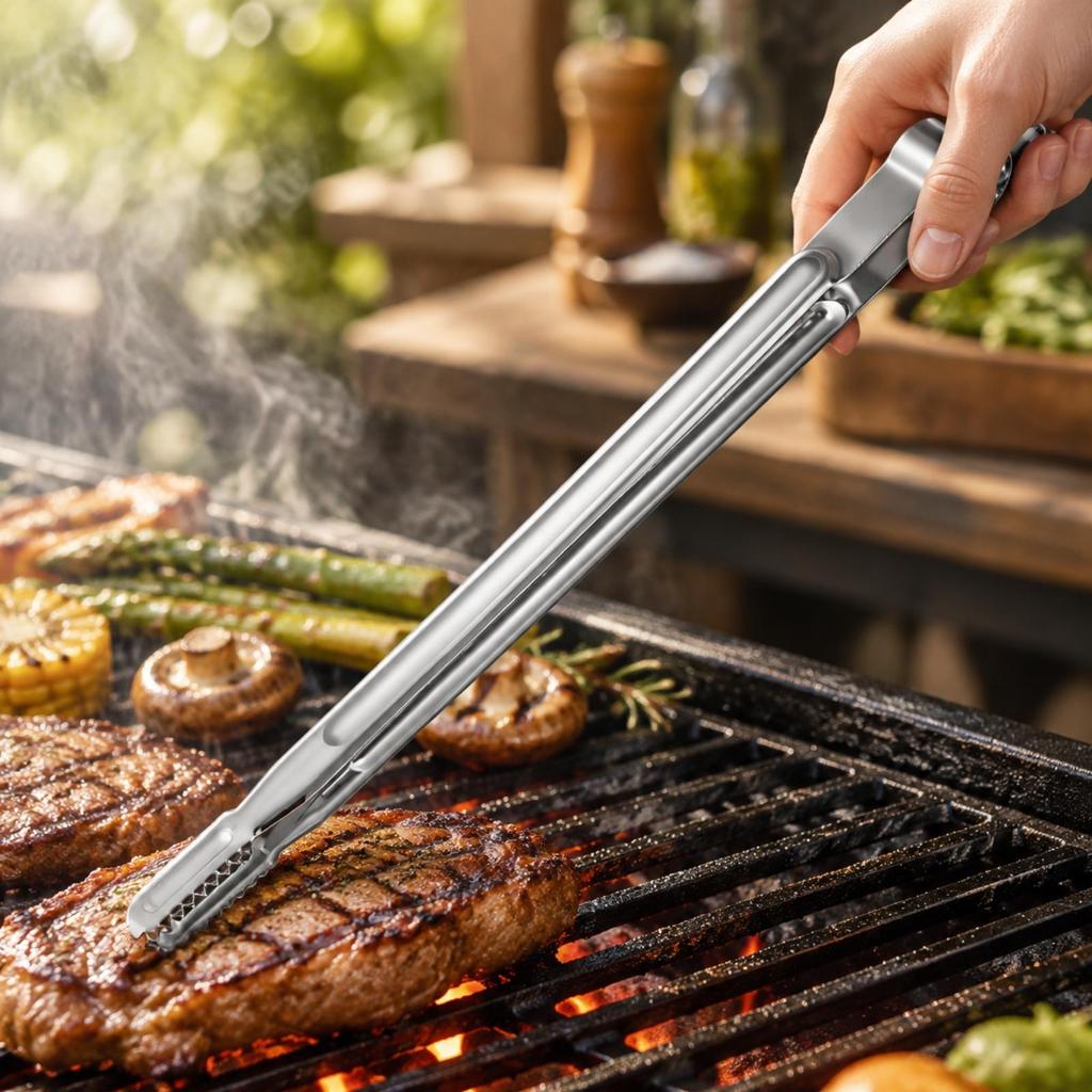 Stainless Steel Food Gripper Lightweight Kitchen Tongs Anti-Rust