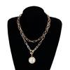 Vintage Inspired Embossed Coin Necklace Sturdy Alloy Chain Dateless Women's Jewelry Versatile Retro Necklace Gift