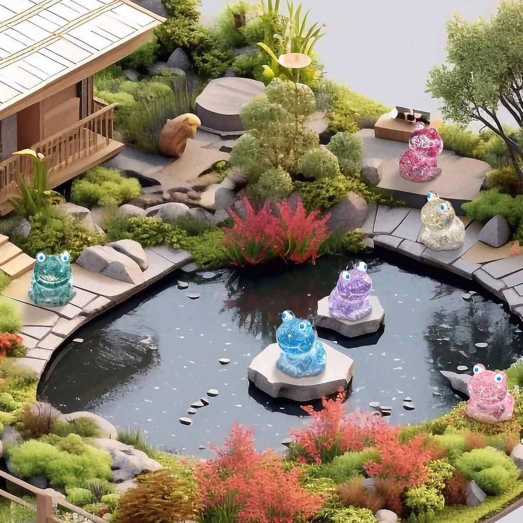 50 szt. Mini Żabki Żywiczne Błyszczące Małe Żabki Figurki Miniaturowe Mini Zwierzątka Żywiczne Małe Żabki Do Dekoracji Domu Rękodzieło DIY Upominek na Imprezę