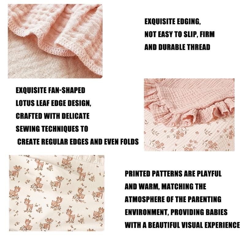 Breathable Cotton Baby Blanket Newborns Bath Towel with Delicate Floral Pattern Stylish Nursery Essential 90x100cm
