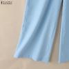 ZANZEA Womens Casual Solid Color Loose Long Pants