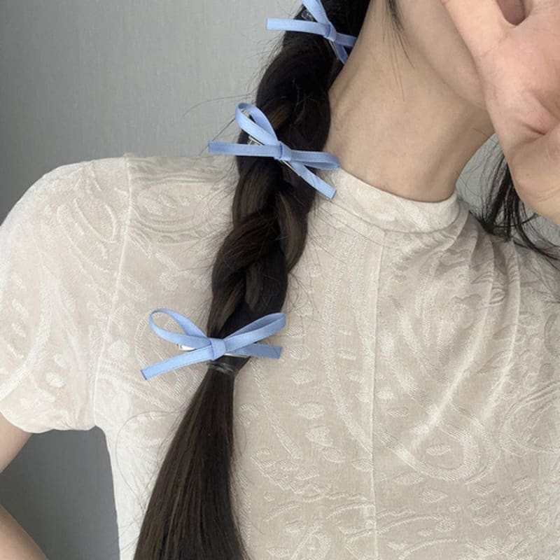 Mosxe Satin Ribbon Hair Pin (3set/6color)