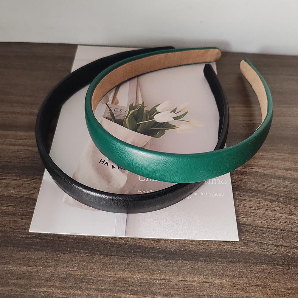 2pc European and American Retro Solid PU Headband Hair Bands Hairband Hoop for Women Girls Holiday Korean Hair Accessories