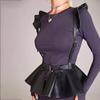Donna Moda Pelle Body Harness Cintura Gonna con Orlo Arricciato Stile Gotico Cintura Vita e Spalle Accessorio Abbigliamento